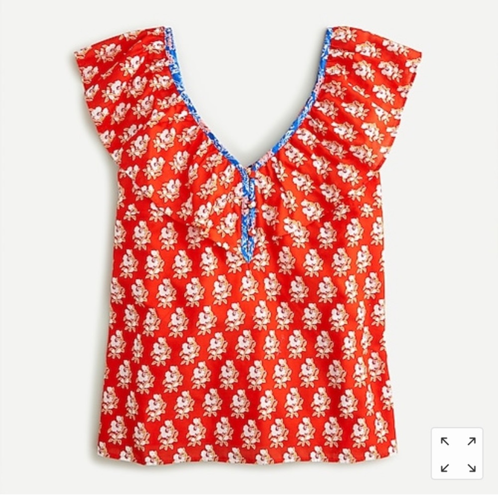 JCrew Ruffle V Neck